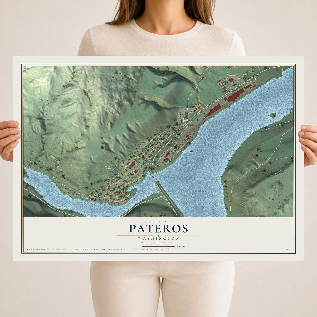 Map of Pateros, Washington, 18 x 24 inch unframed archival matte print