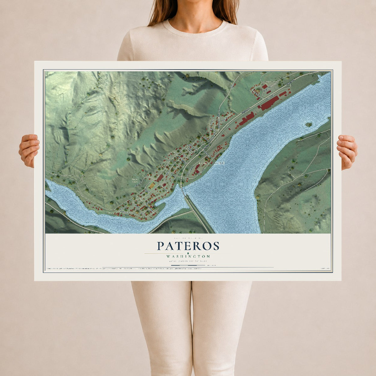Map of Pateros, Washington, 24 x 36 inch unframed archival matte print