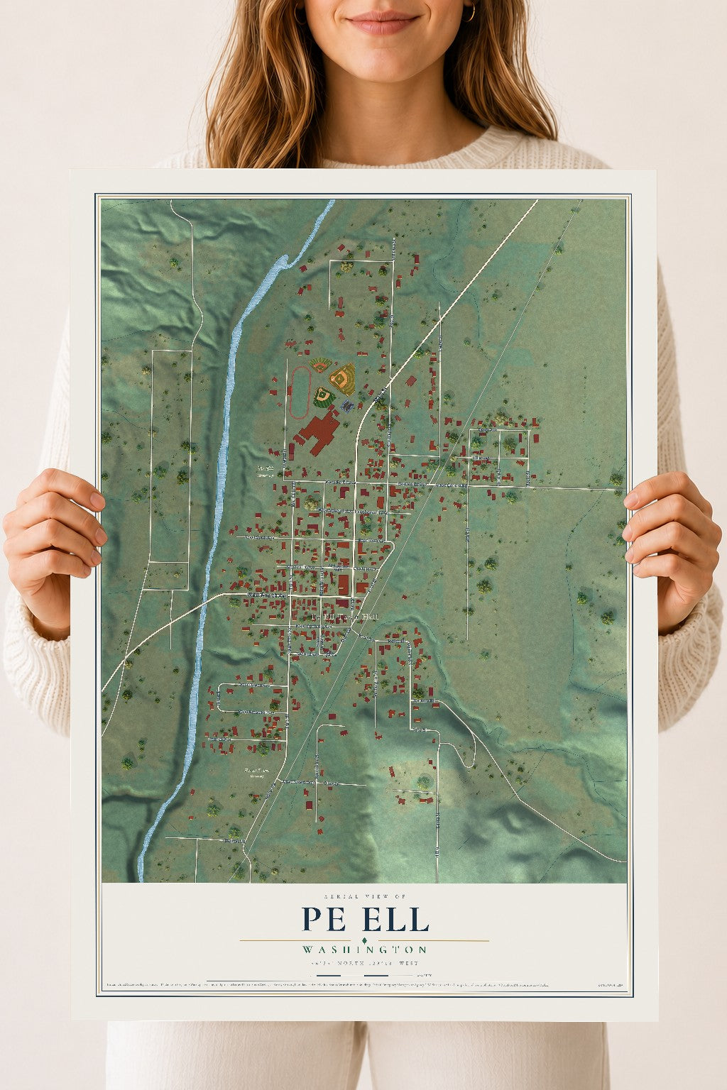 Map of Pe Ell, Washington, 18 x 24 inch unframed archival matte print