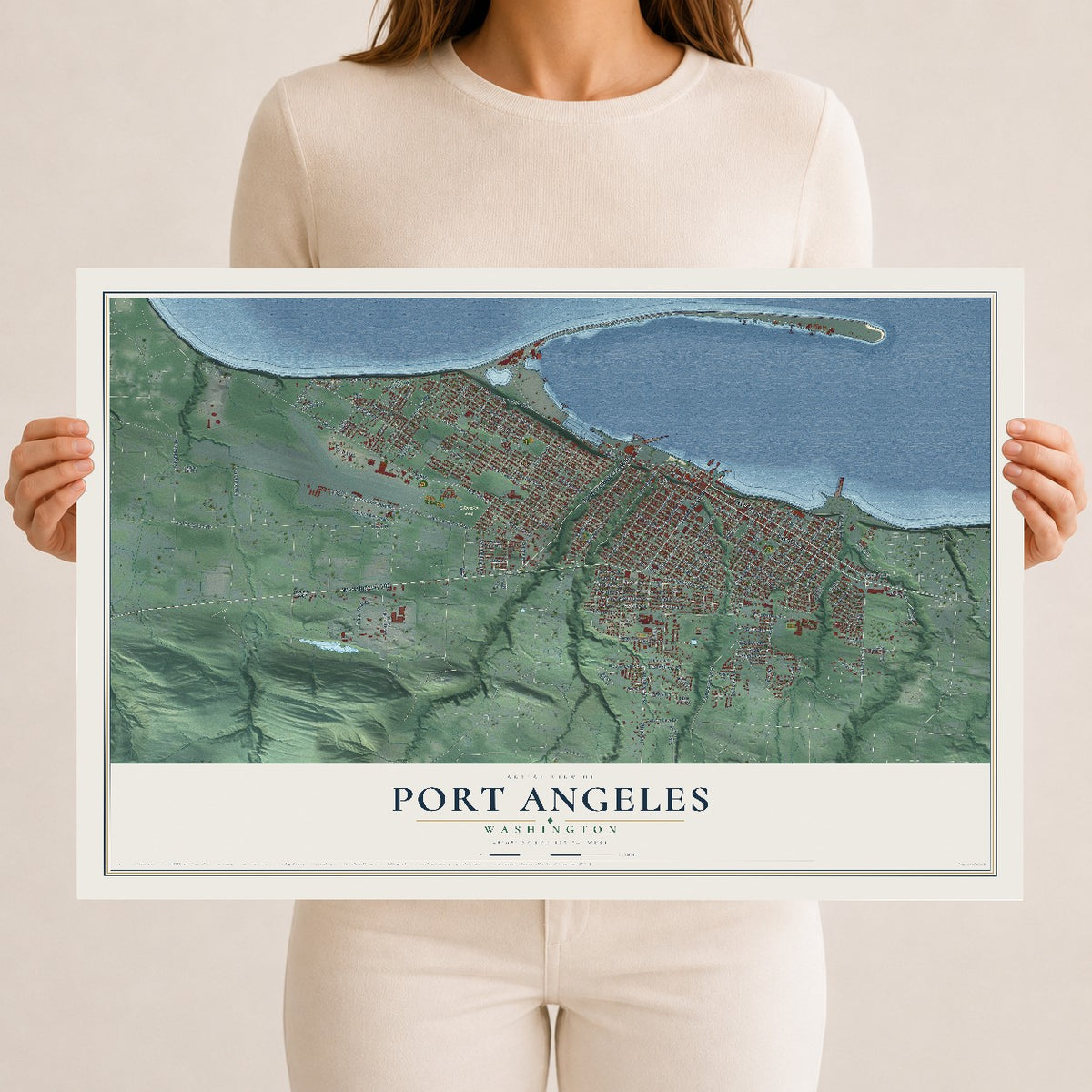 Map of Port Angeles, Washington, 12 x 18 inch unframed archival matte print