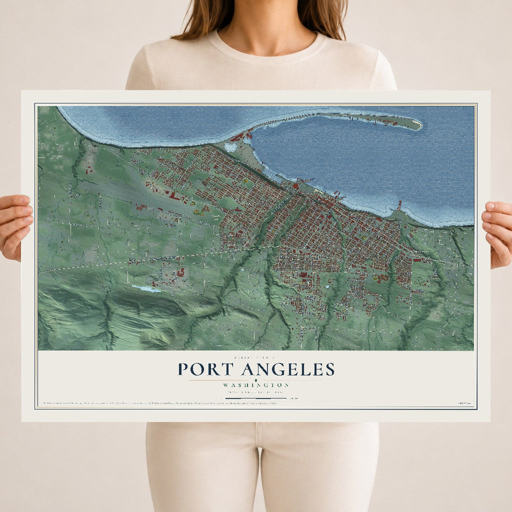 Map of Port Angeles, Washington, 18 x 24 inch unframed archival matte print