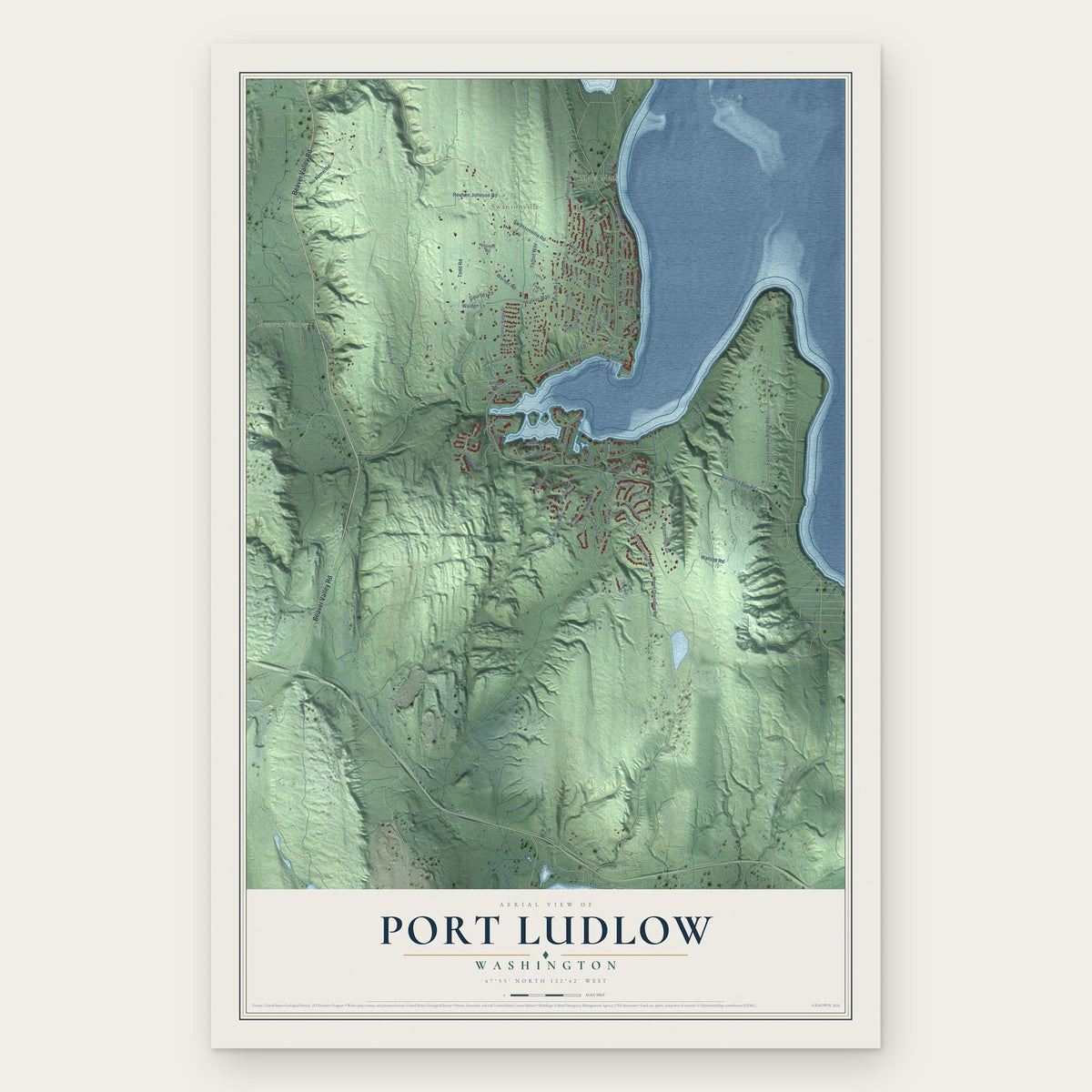 Port Ludlow, Washington map print, the full design