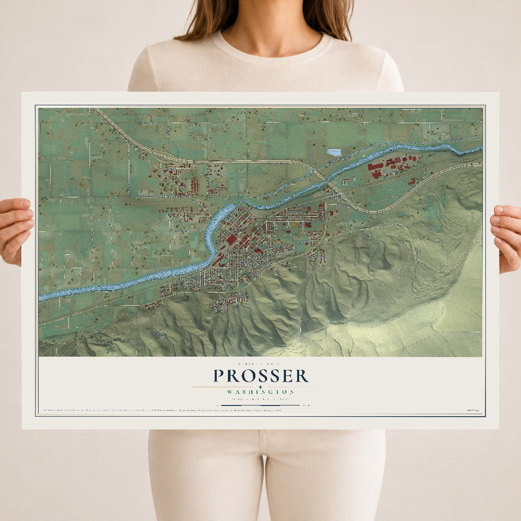 Map of Prosser, Washington, 18 x 24 inch unframed archival matte print