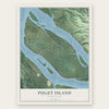 Puget Island, Washington map print, the full design