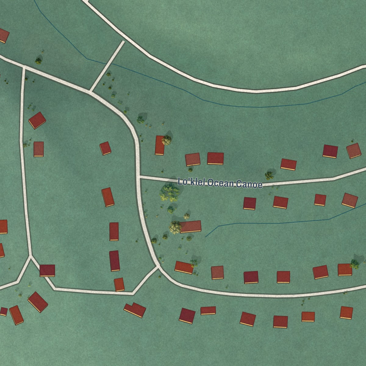 Close-up of the map of Qui-nai-elt Village, Washington print showing street and building detail