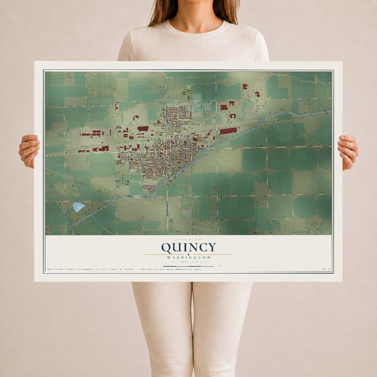 Map of Quincy, Washington, 24 x 36 inch unframed archival matte print