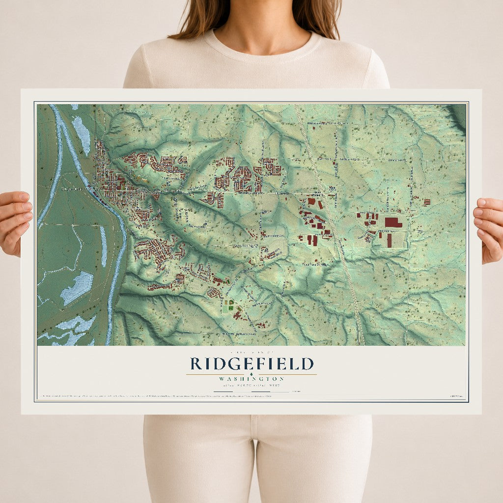 Map of Ridgefield, Washington, 18 x 24 inch unframed archival matte print
