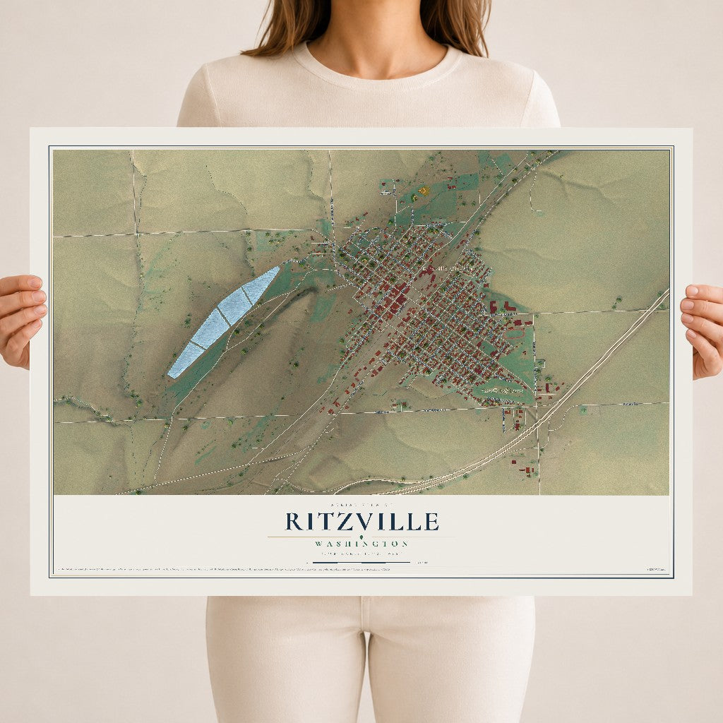 Map of Ritzville, Washington, 18 x 24 inch unframed archival matte print