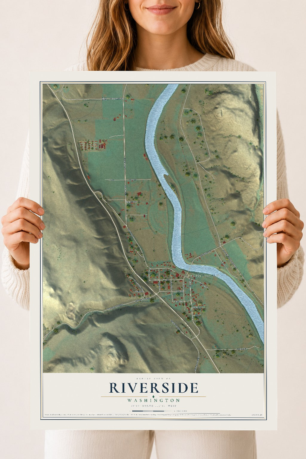 Map of Riverside, Washington, 18 x 24 inch unframed archival matte print