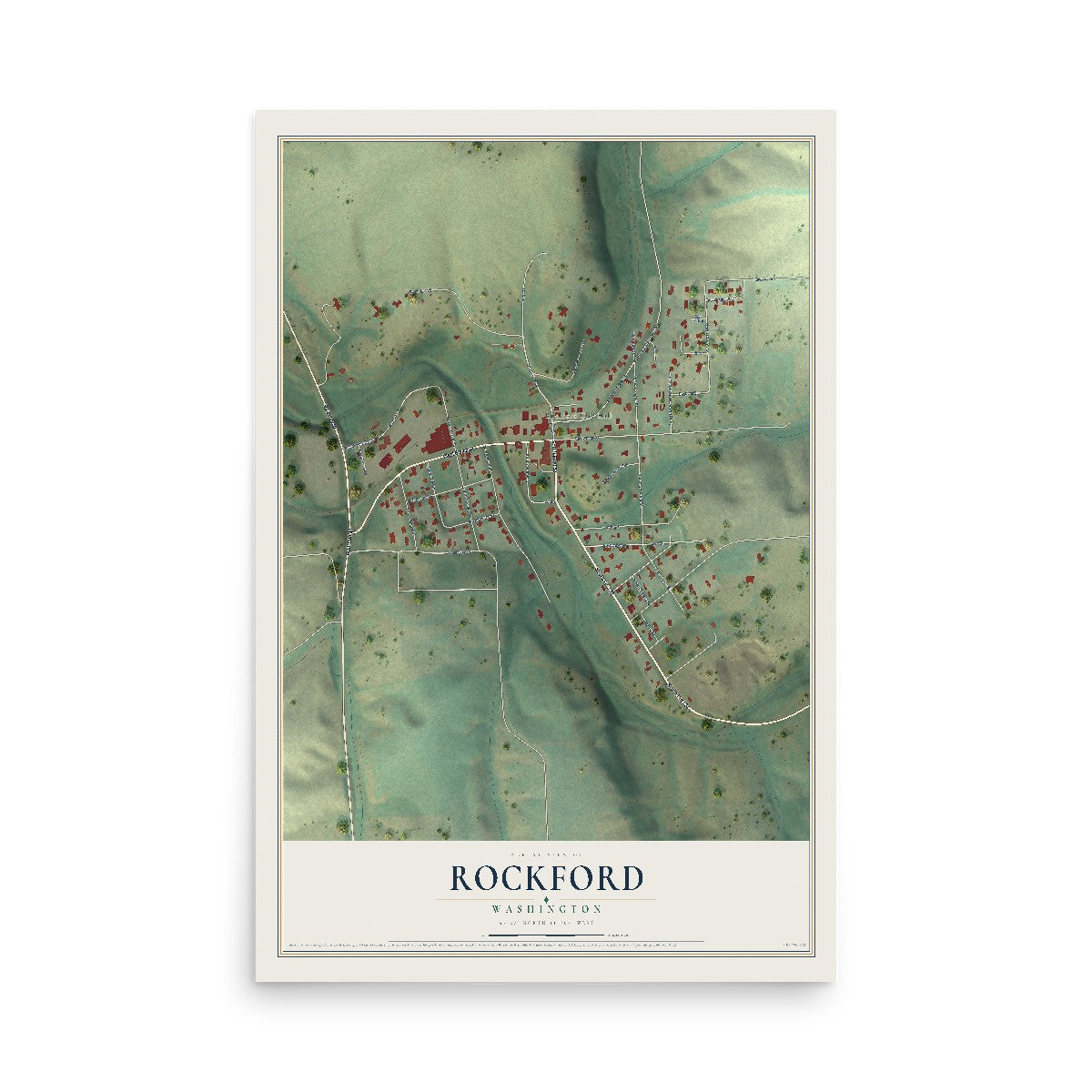Map of Rockford, Washington, 12 x 18 inch unframed archival matte print