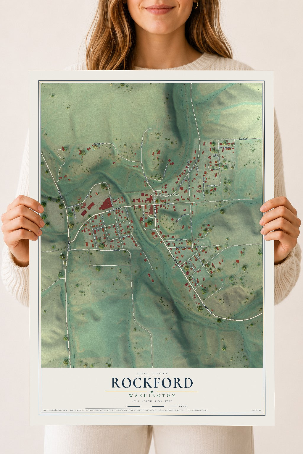 Map of Rockford, Washington, 18 x 24 inch unframed archival matte print