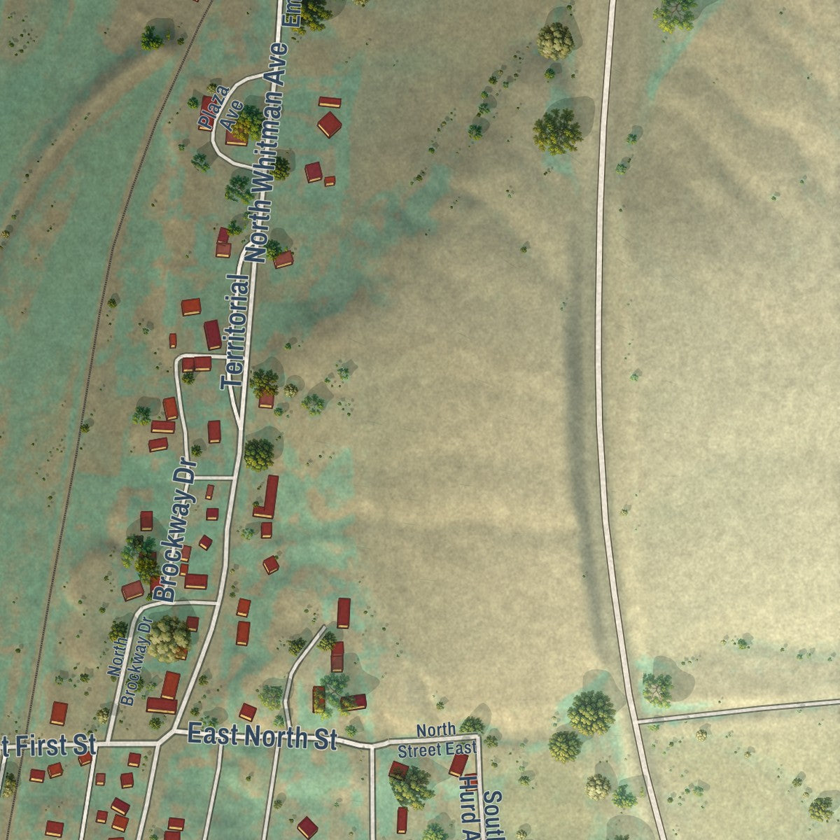 Second close-up of the map of Rosalia, Washington print showing more streets and buildings