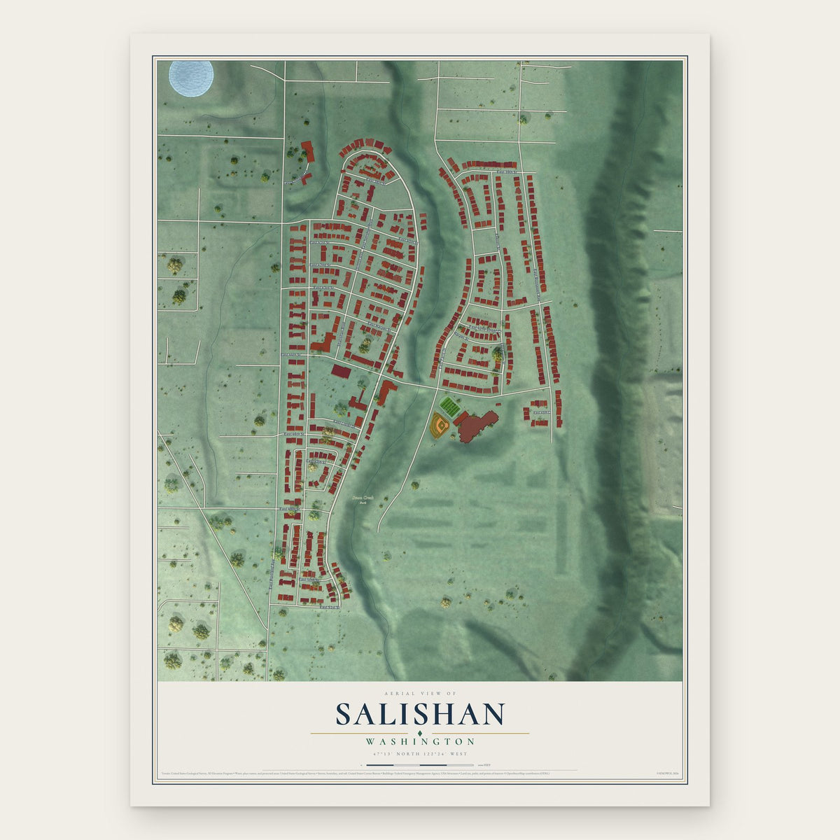 Salishan, Washington map print, the full design