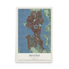 Map of Seattle, Washington, 12 x 18 inch unframed archival matte print