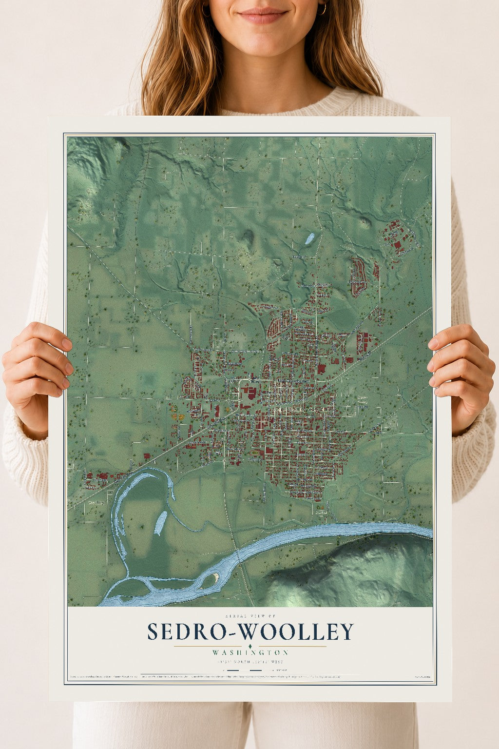 Map of Sedro-Woolley, Washington, 18 x 24 inch unframed archival matte print