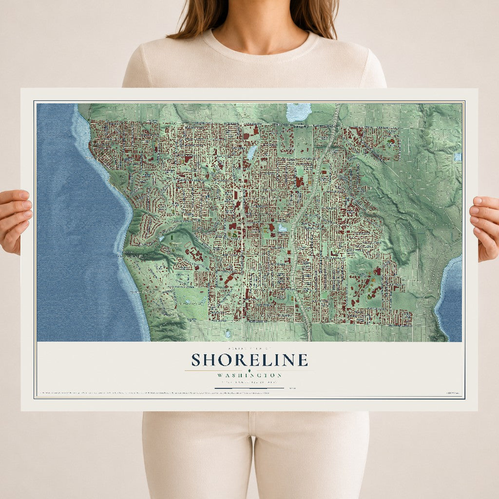 Map of Shoreline, Washington, 18 x 24 inch unframed archival matte print