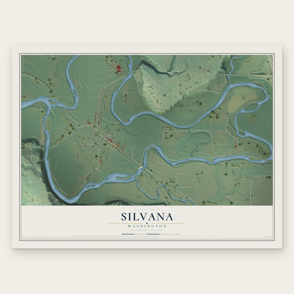 Silvana, Washington map print, the full design