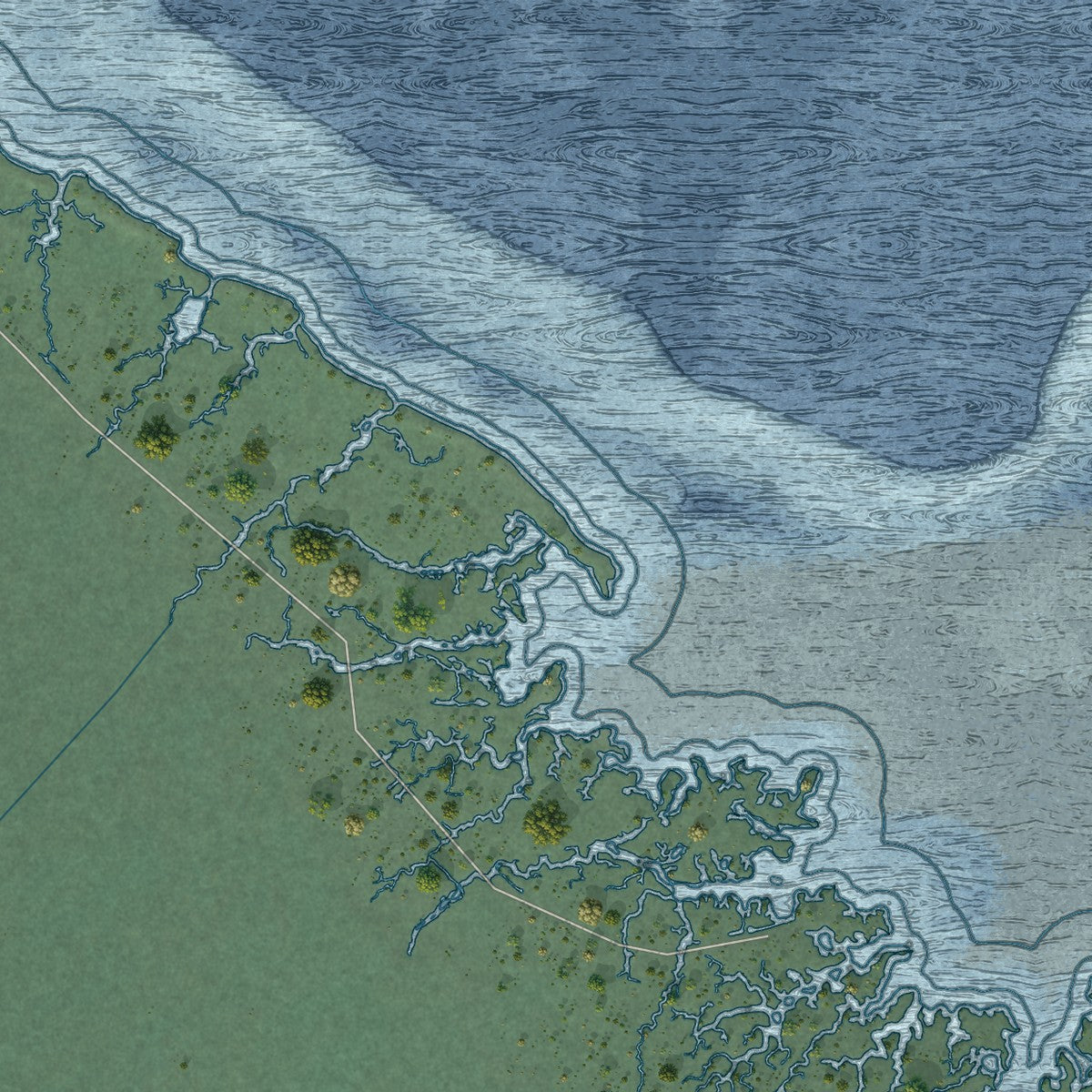 Close-up of the map of Skokomish, Washington print showing street and building detail