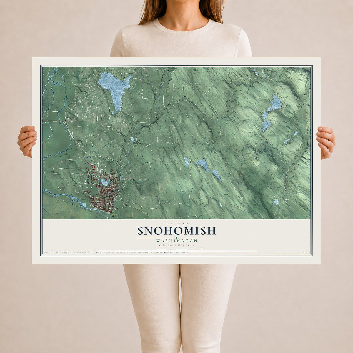 Map of Snohomish, Washington, 24 x 36 inch unframed archival matte print
