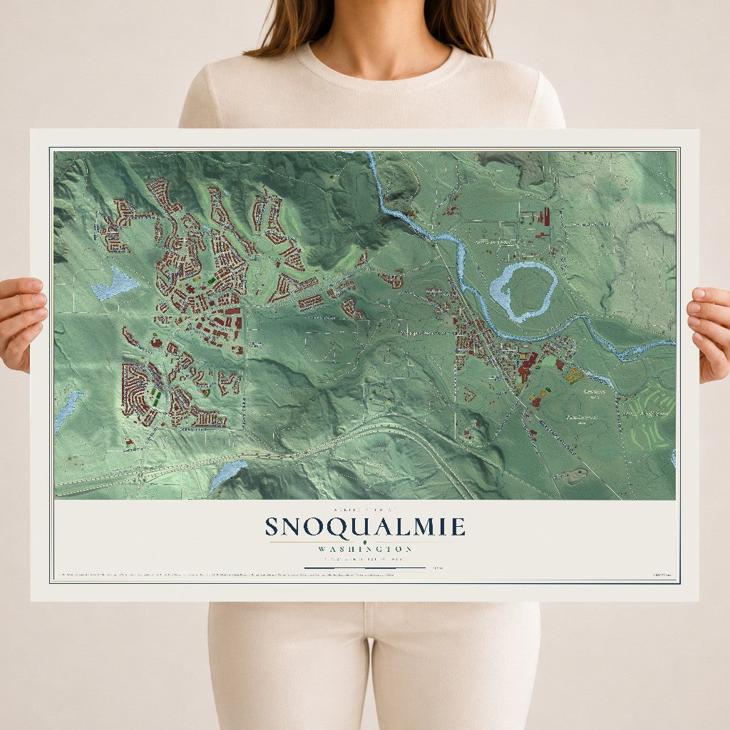 Map of Snoqualmie, Washington, 18 x 24 inch unframed archival matte print