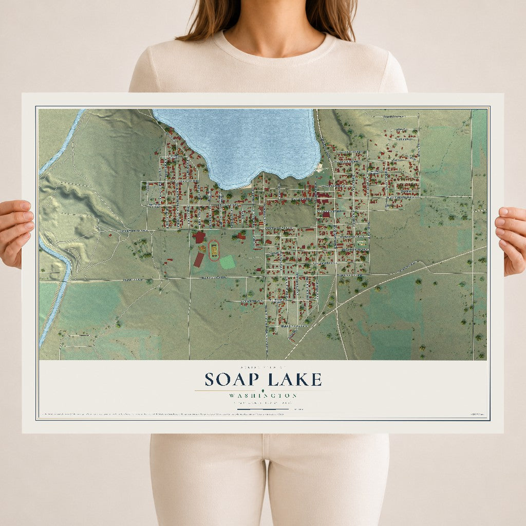 Map of Soap Lake, Washington, 18 x 24 inch unframed archival matte print
