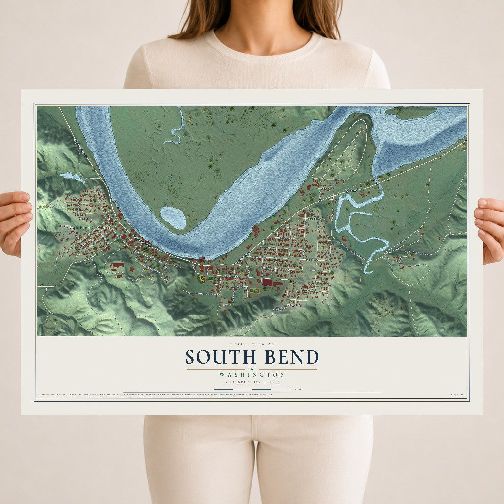 Map of South Bend, Washington, 18 x 24 inch unframed archival matte print