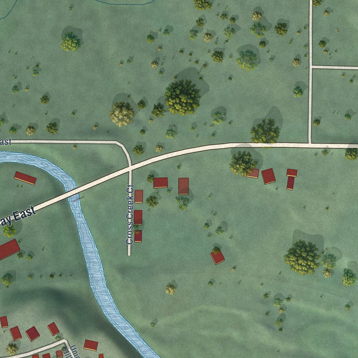 Second close-up of the map of South Prairie, Washington print showing more streets and buildings