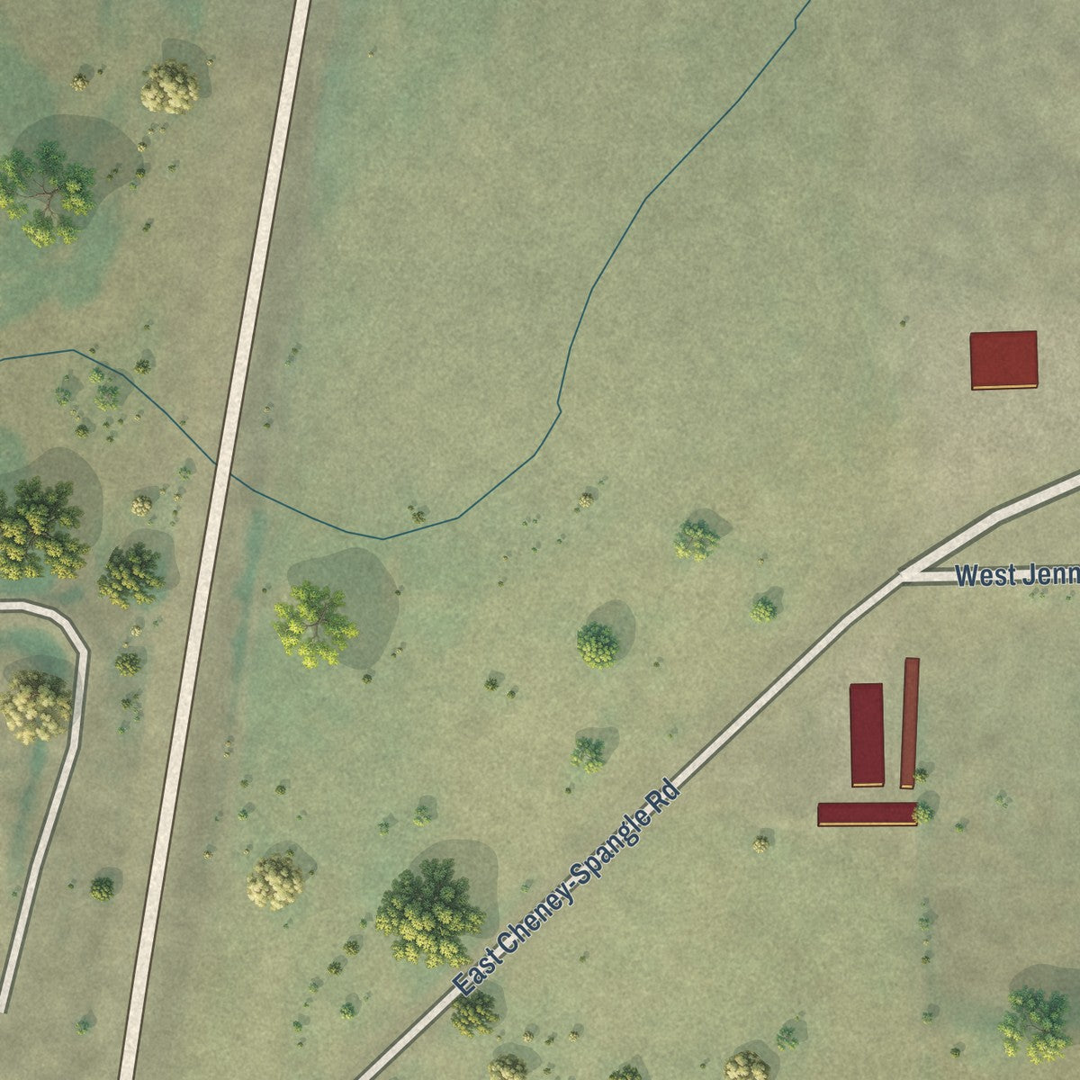 Second close-up of the map of Spangle, Washington print showing more streets and buildings