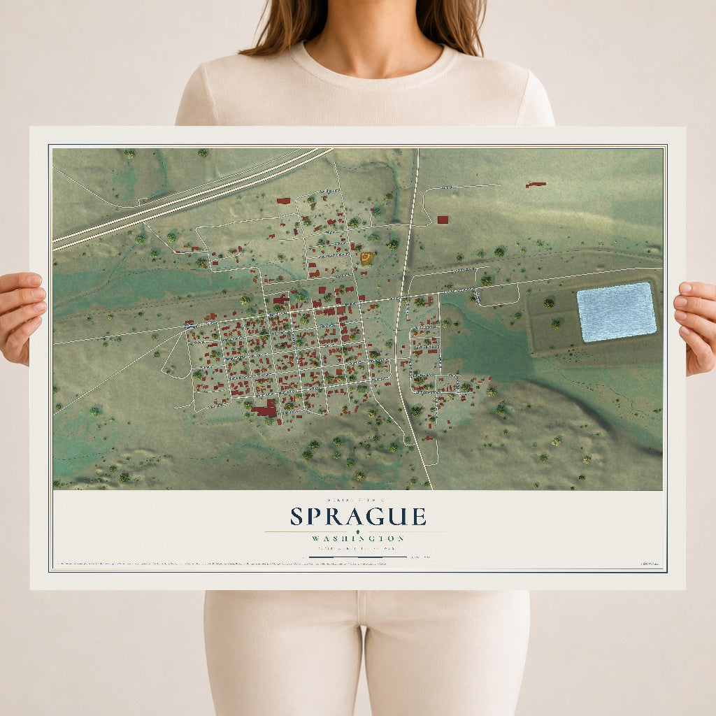 Map of Sprague, Washington, 18 x 24 inch unframed archival matte print