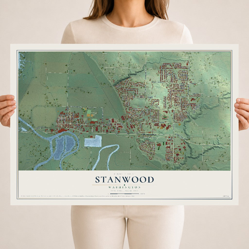 Map of Stanwood, Washington, 18 x 24 inch unframed archival matte print