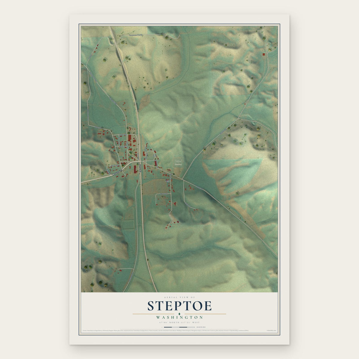 Steptoe, Washington map print, the full design