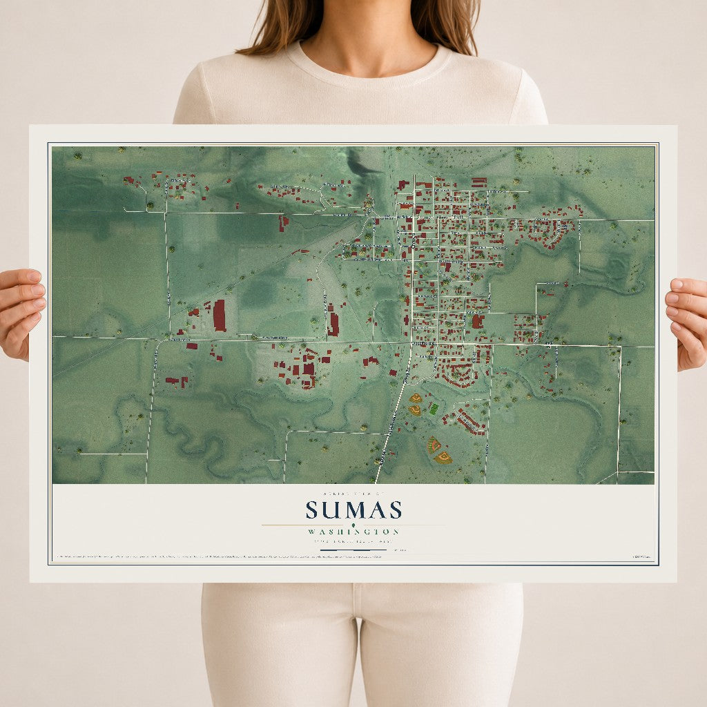Map of Sumas, Washington, 18 x 24 inch unframed archival matte print