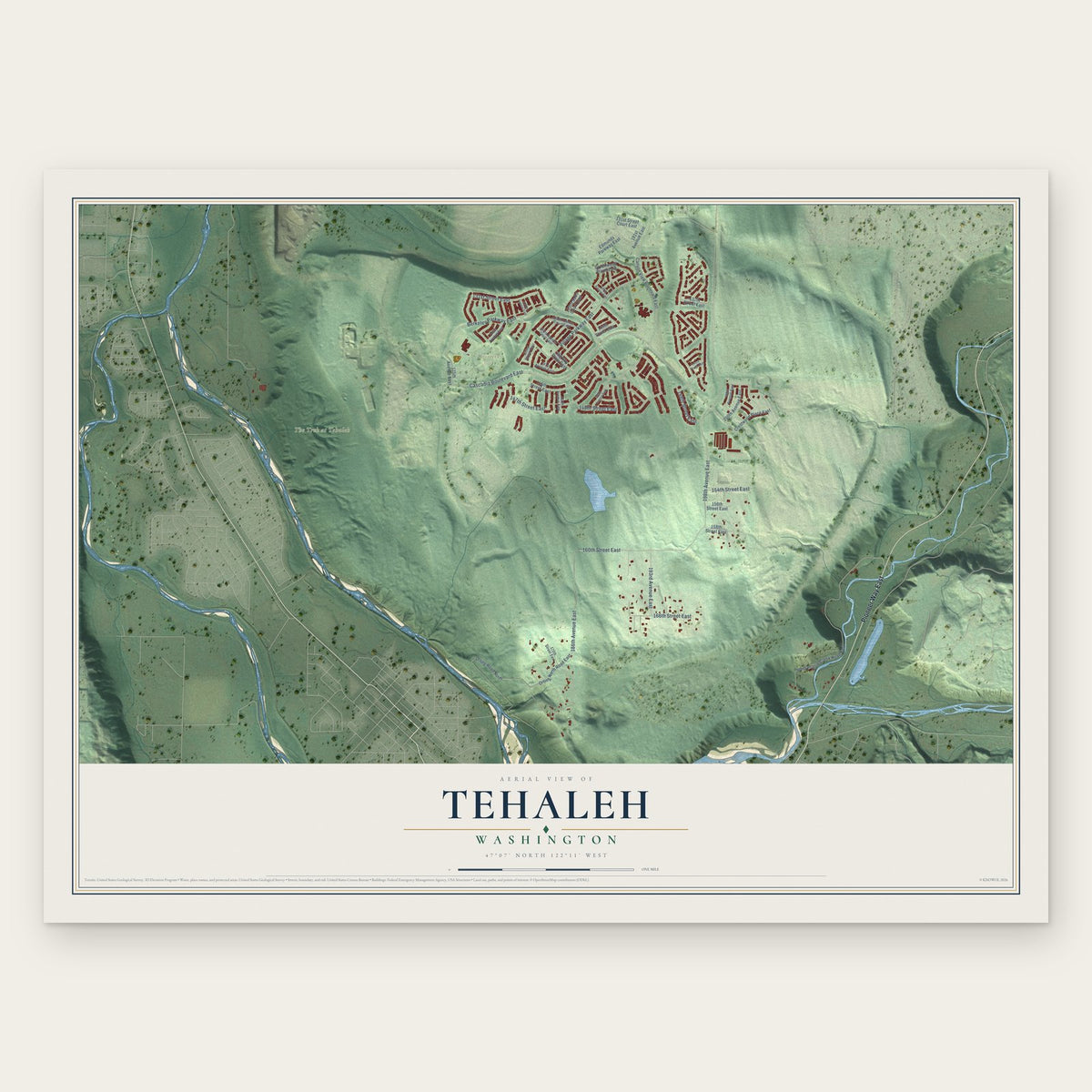 Tehaleh, Washington map print, the full design