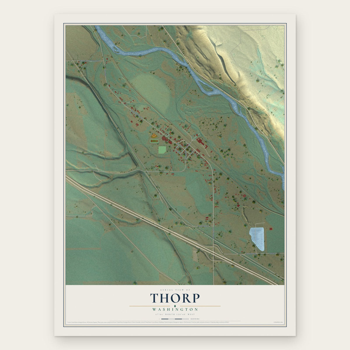 Thorp, Washington map print, the full design