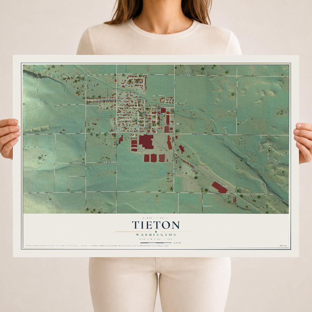 Map of Tieton, Washington, 18 x 24 inch unframed archival matte print