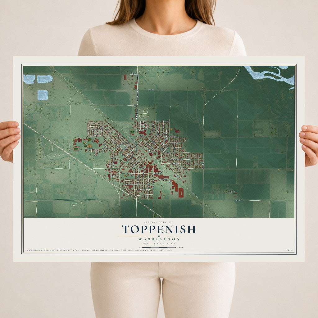 Map of Toppenish, Washington, 18 x 24 inch unframed archival matte print