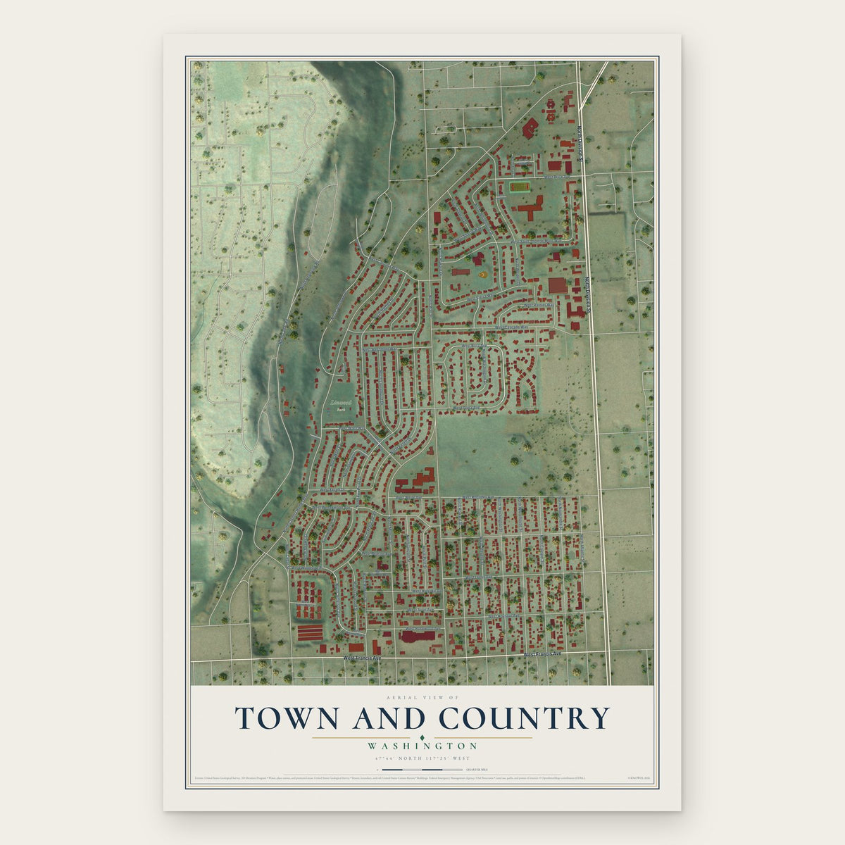 Town and Country, Washington map print, the full design