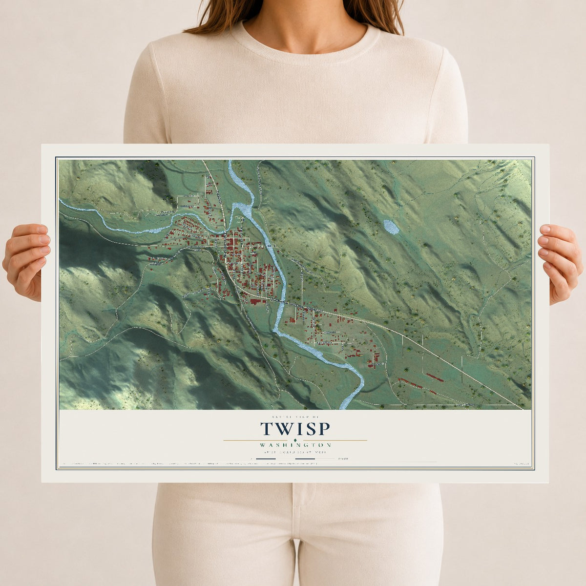Map of Twisp, Washington, 12 x 18 inch unframed archival matte print