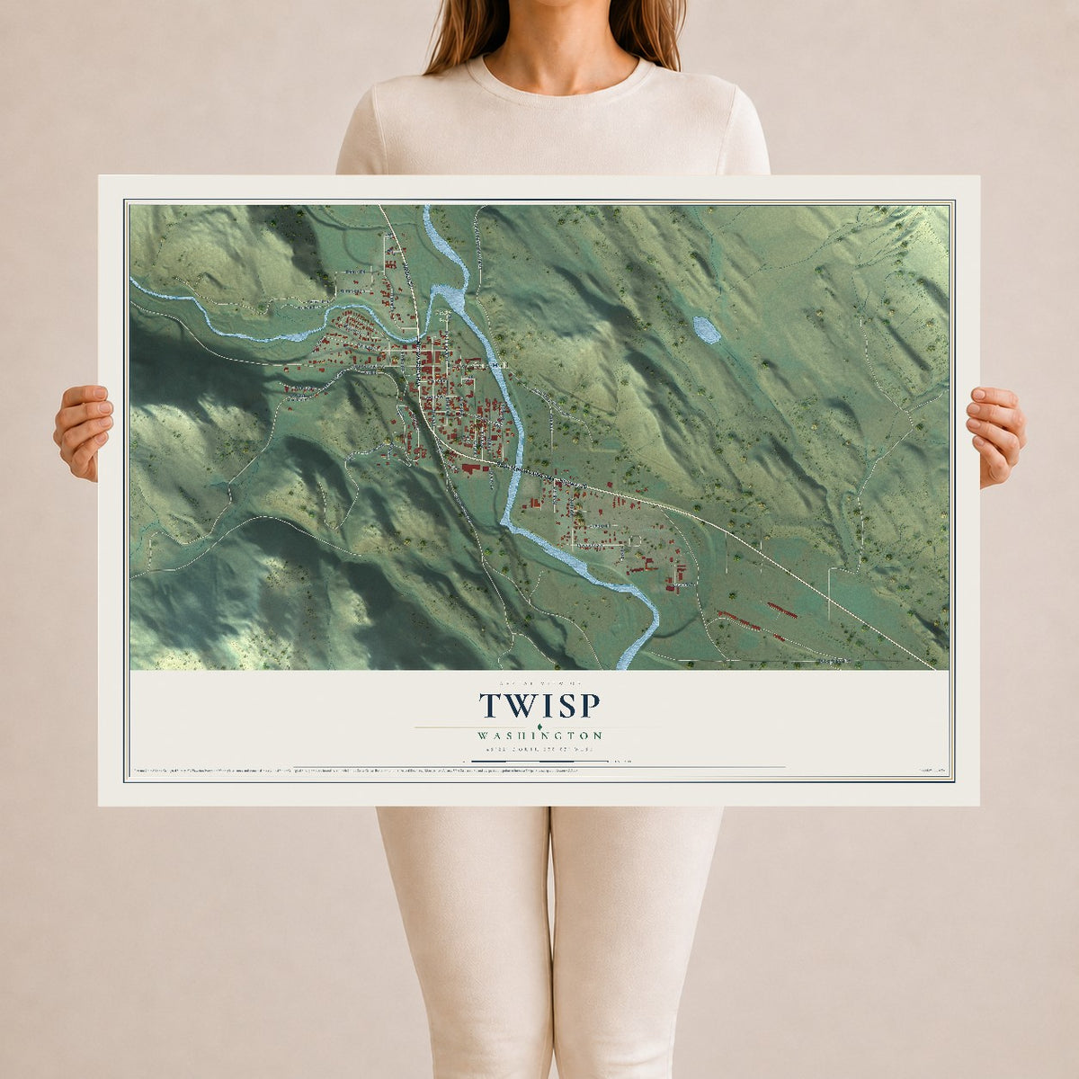 Map of Twisp, Washington, 24 x 36 inch unframed archival matte print
