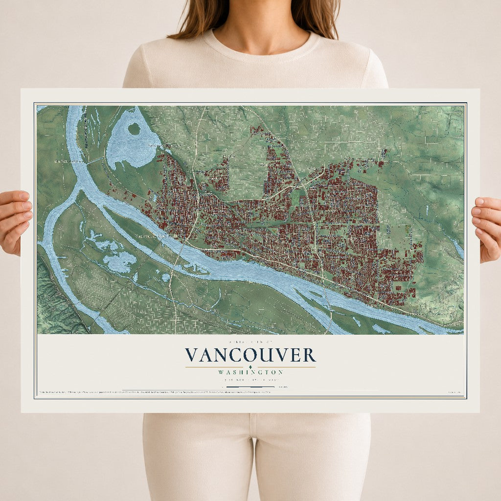 Map of Vancouver, Washington, 18 x 24 inch unframed archival matte print