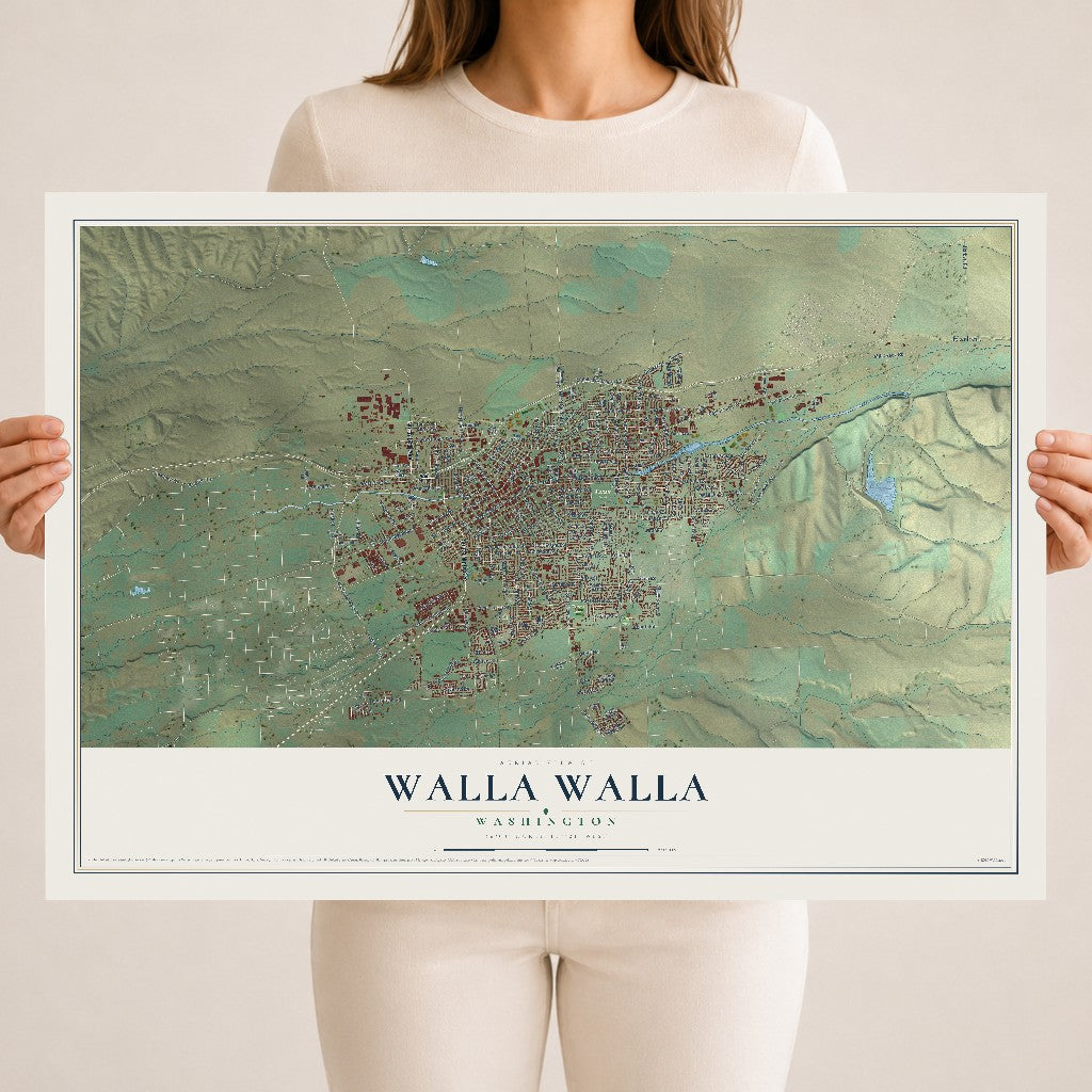 Map of Walla Walla, Washington, 18 x 24 inch unframed archival matte print