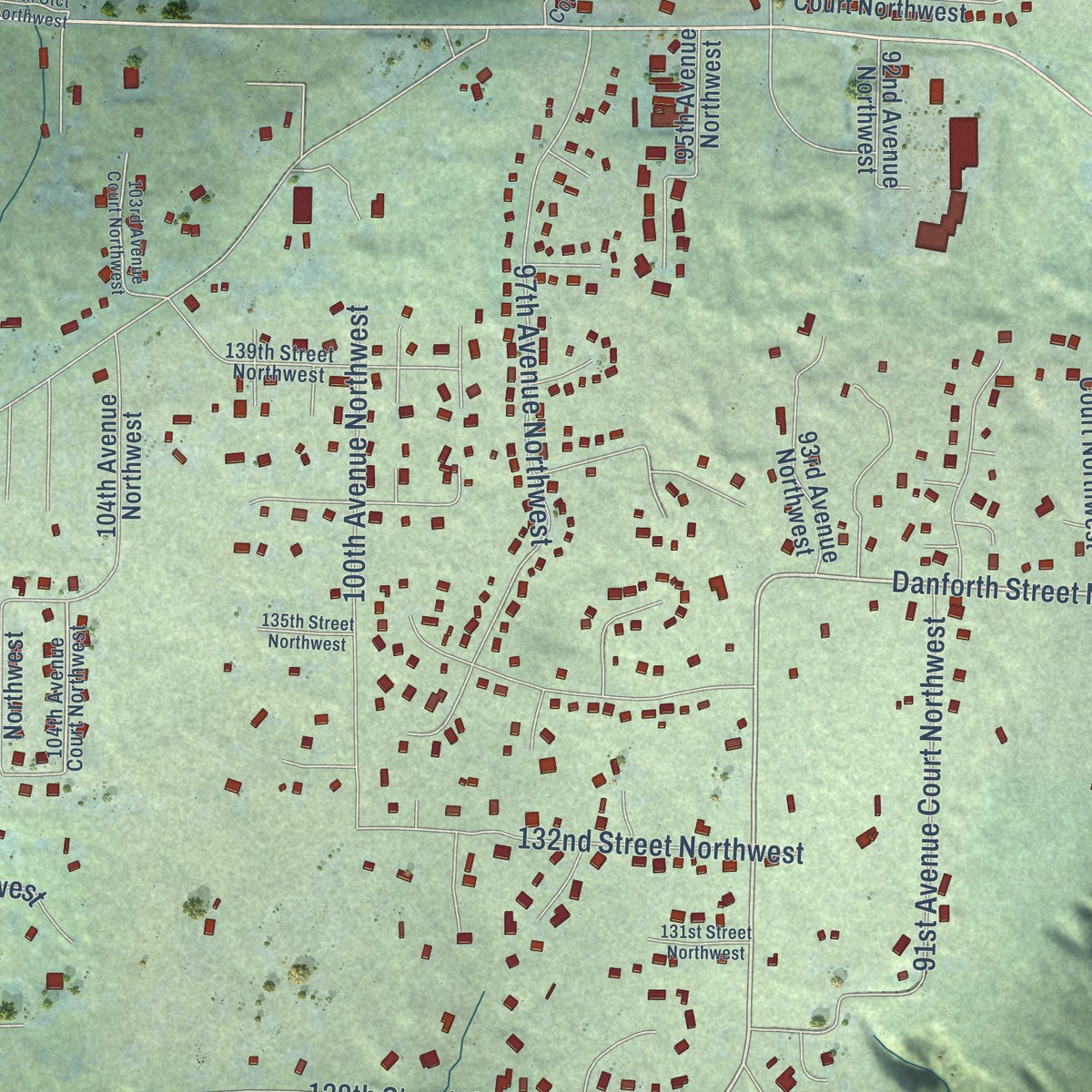 Close-up of the map of Wauna, Washington print showing street and building detail