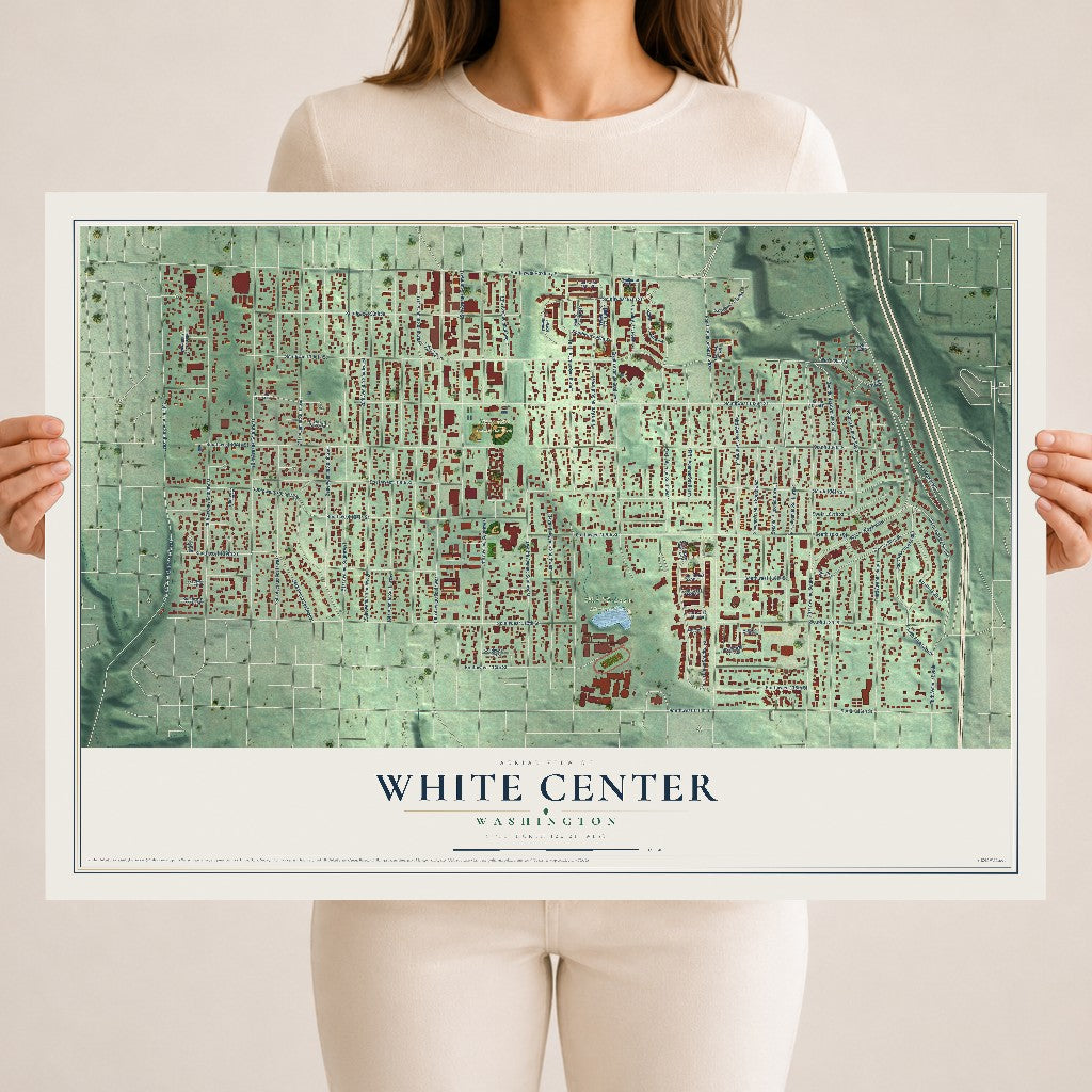 Map of White Center, Washington, 18 x 24 inch unframed archival matte print