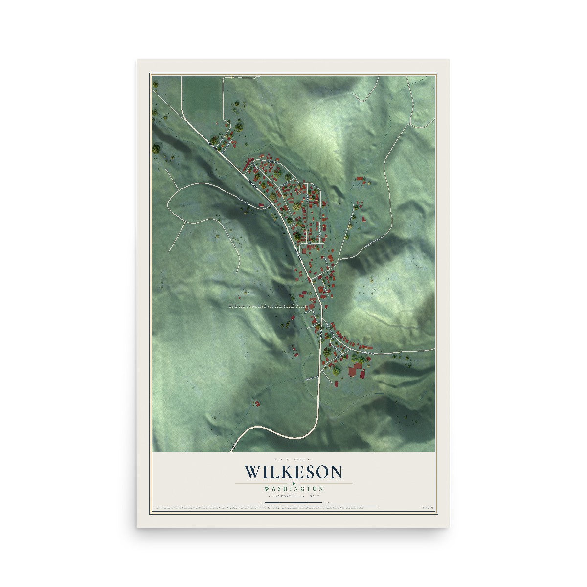 Map of Wilkeson, Washington, 12 x 18 inch unframed archival matte print