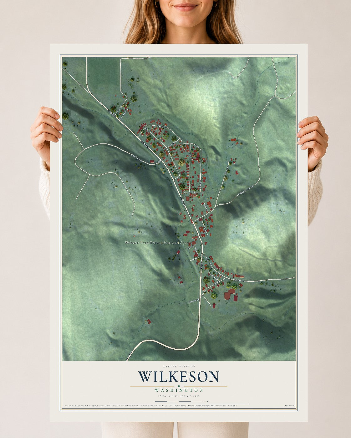 Map of Wilkeson, Washington, 24 x 36 inch unframed archival matte print