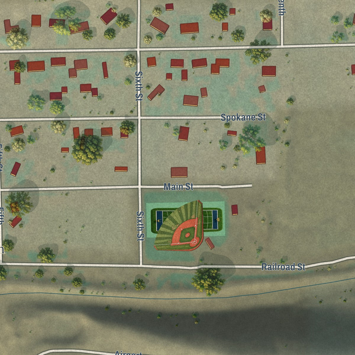 Second close-up of the map of Wilson Creek, Washington print showing more streets and buildings