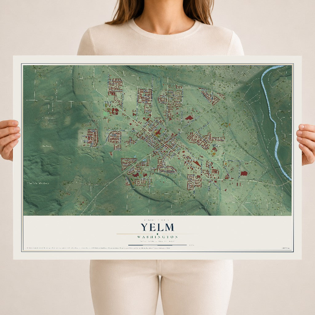 Map of Yelm, Washington, 18 x 24 inch unframed archival matte print