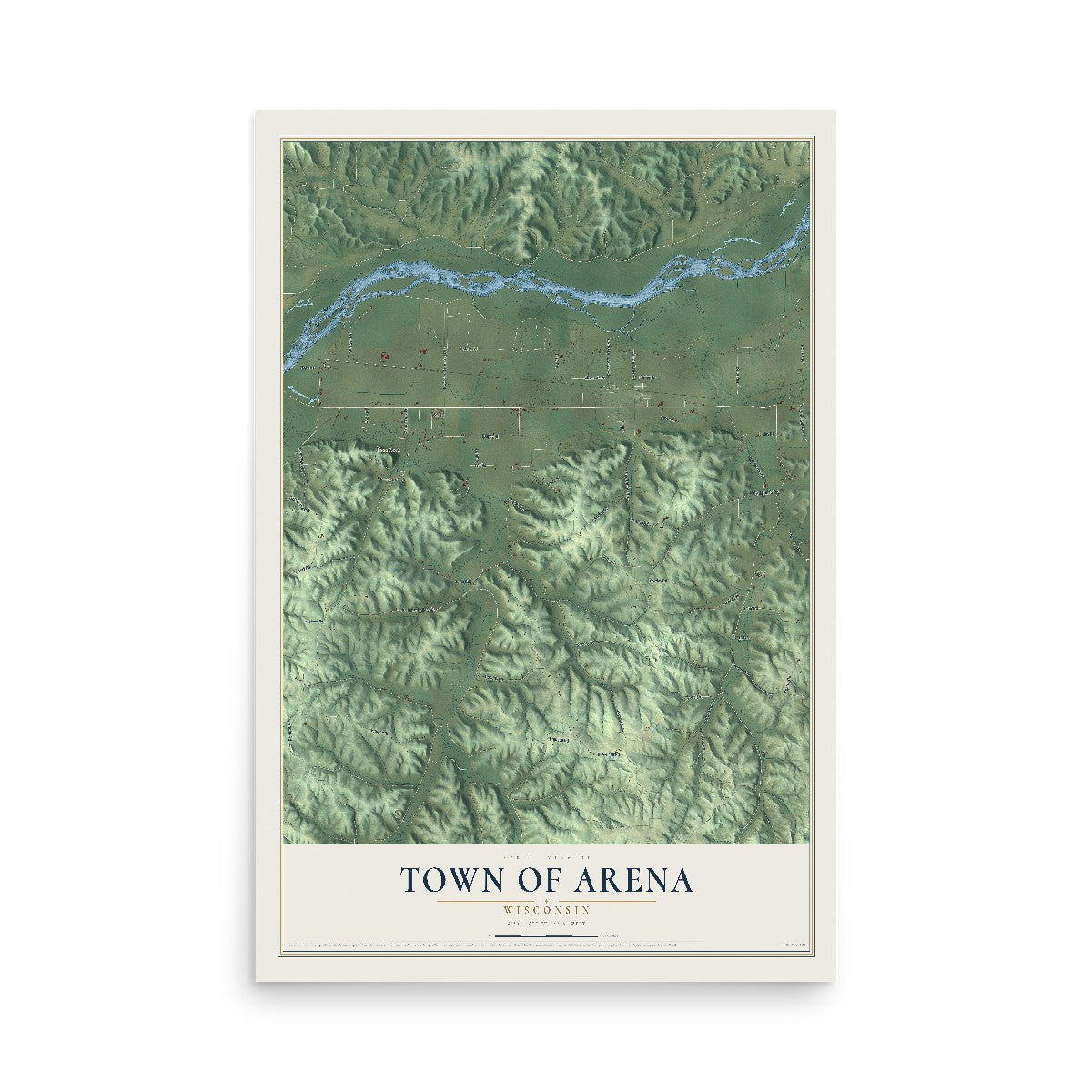 Map of the Town of Arena, Wisconsin, 12 x 18 inch unframed archival matte print