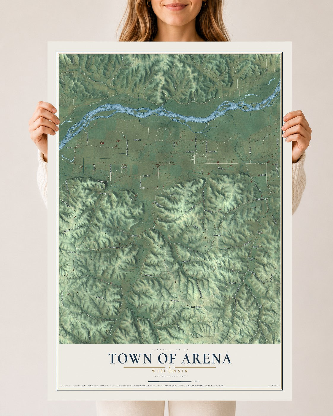 Map of the Town of Arena, Wisconsin, 24 x 36 inch unframed archival matte print