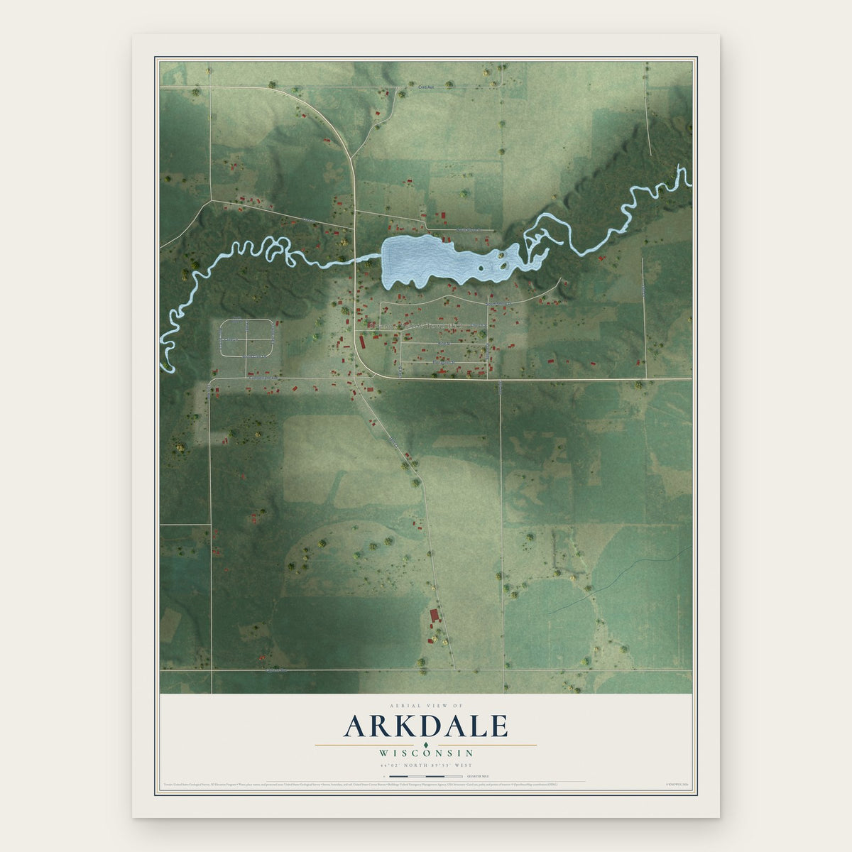 Arkdale, Wisconsin map print, the full design